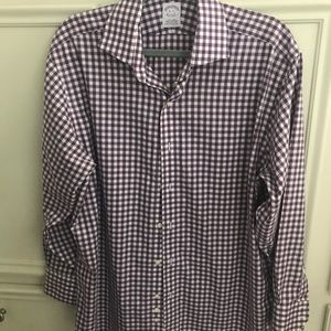 Brooks Brothers Men’s Shirt Maroon Check SizeLarge